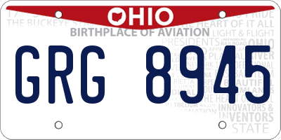 OH license plate GRG8945