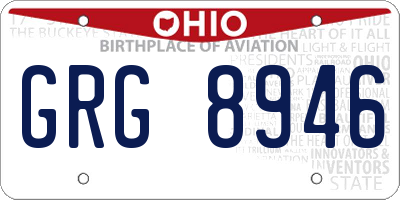 OH license plate GRG8946