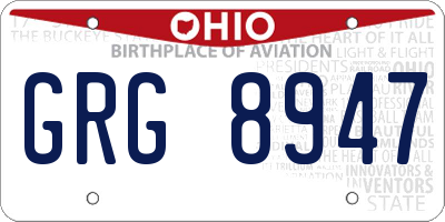 OH license plate GRG8947