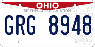 OH license plate GRG8948