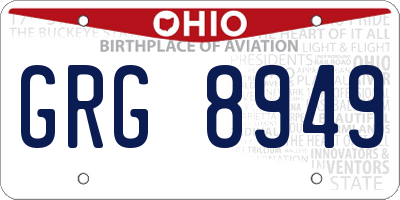 OH license plate GRG8949