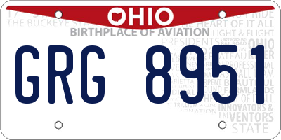 OH license plate GRG8951