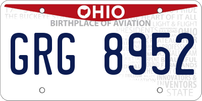 OH license plate GRG8952
