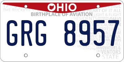 OH license plate GRG8957