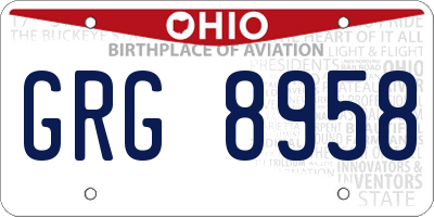 OH license plate GRG8958