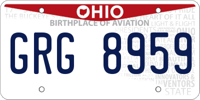 OH license plate GRG8959