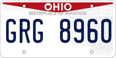 OH license plate GRG8960