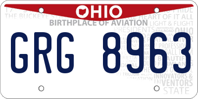 OH license plate GRG8963