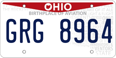OH license plate GRG8964