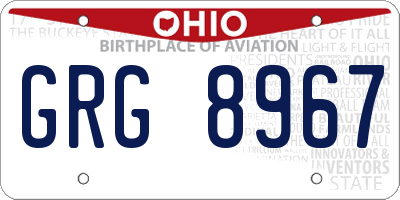 OH license plate GRG8967