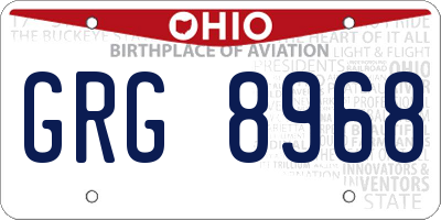 OH license plate GRG8968