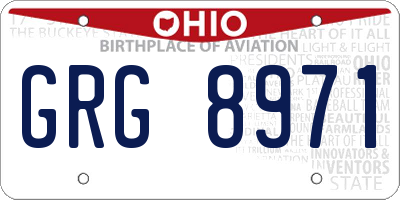 OH license plate GRG8971