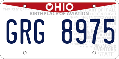 OH license plate GRG8975