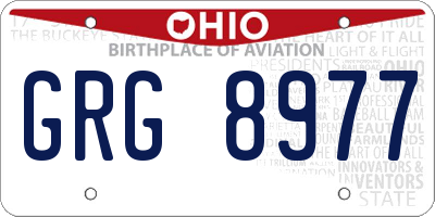 OH license plate GRG8977