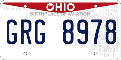 OH license plate GRG8978