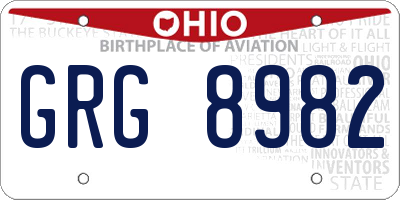 OH license plate GRG8982
