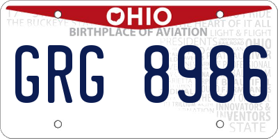 OH license plate GRG8986