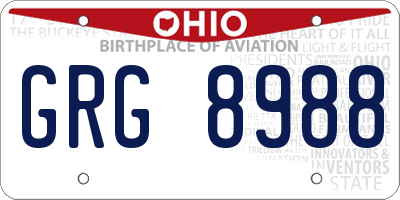 OH license plate GRG8988