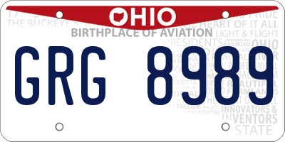 OH license plate GRG8989