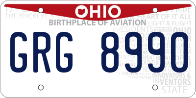 OH license plate GRG8990