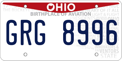 OH license plate GRG8996