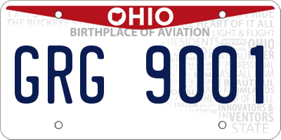 OH license plate GRG9001