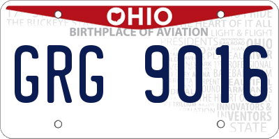 OH license plate GRG9016
