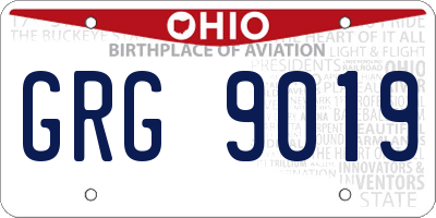OH license plate GRG9019