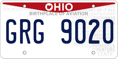 OH license plate GRG9020