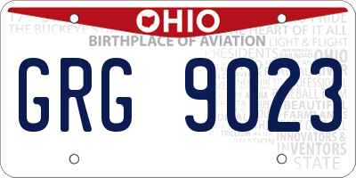 OH license plate GRG9023