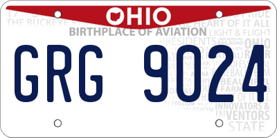 OH license plate GRG9024