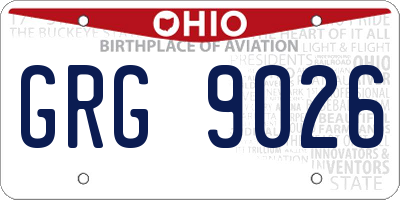 OH license plate GRG9026
