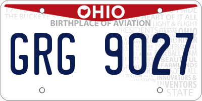 OH license plate GRG9027