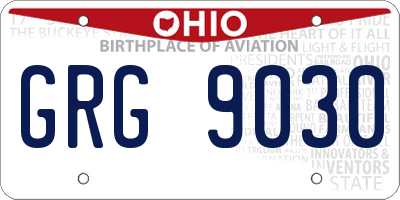 OH license plate GRG9030