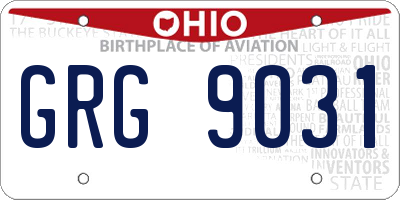 OH license plate GRG9031