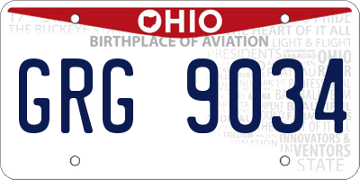 OH license plate GRG9034