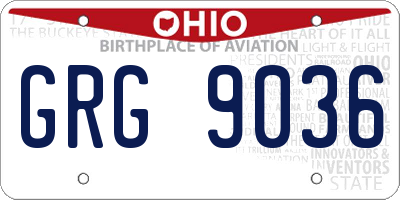 OH license plate GRG9036