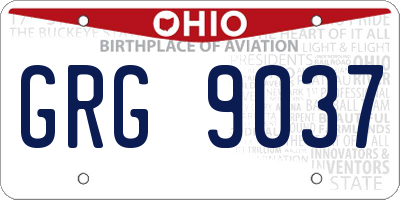 OH license plate GRG9037