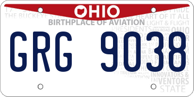 OH license plate GRG9038