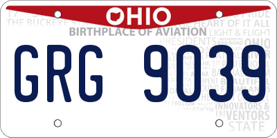 OH license plate GRG9039