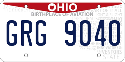 OH license plate GRG9040