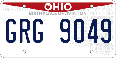 OH license plate GRG9049