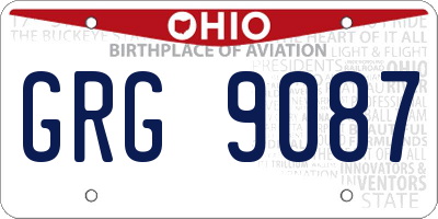 OH license plate GRG9087