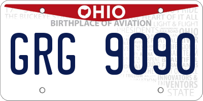 OH license plate GRG9090
