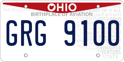 OH license plate GRG9100