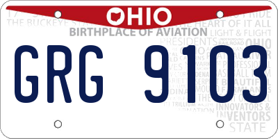 OH license plate GRG9103