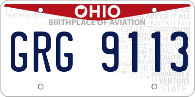 OH license plate GRG9113