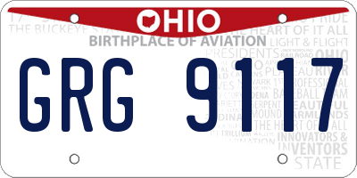 OH license plate GRG9117