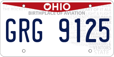 OH license plate GRG9125