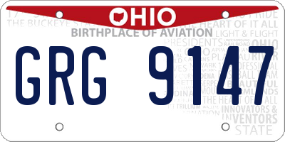 OH license plate GRG9147